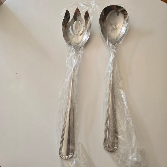 NIP Reed & Barton Woodbury Outline 18/10 Stainless Large Solid Serving Set (2) - Picture 1 of 4
